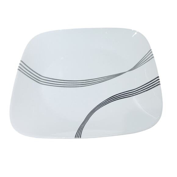 Corelle Urban Arc 10.5" Square White Dinner Plates Set of 5 Gray/Black Stripes - Picture 1 of 13